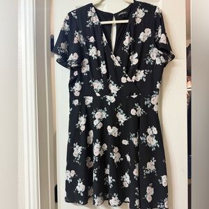 Express Black Floral Mini Dress